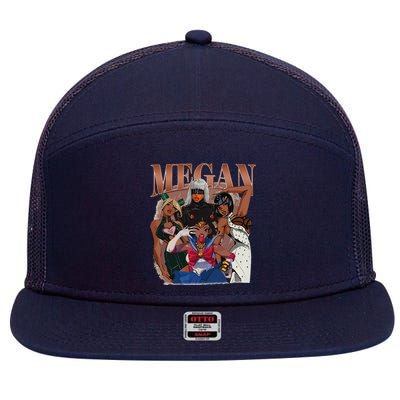 Retro Megan Moon Megan First Name Personalized Vintage 7 Panel Mesh Trucker Snapback Hat