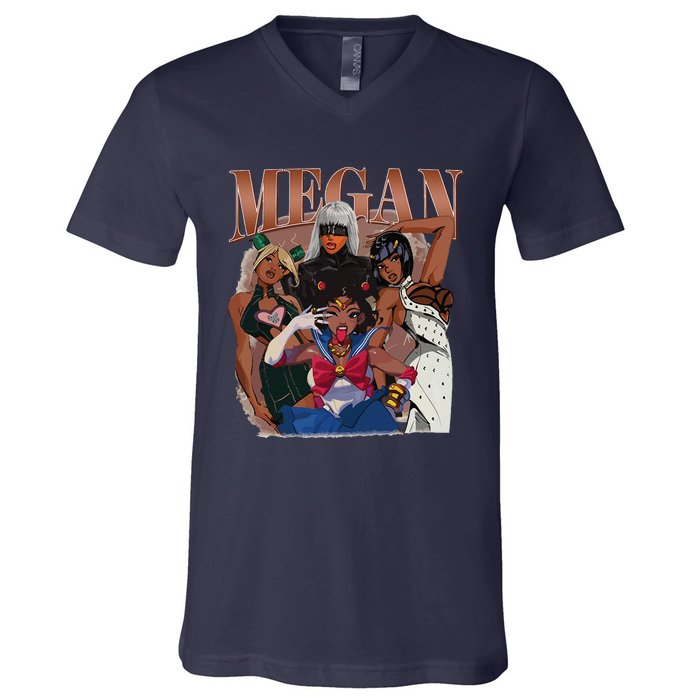 Retro Megan Moon Megan First Name Personalized Vintage V-Neck T-Shirt