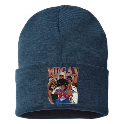 Retro Megan Moon Megan First Name Personalized Vintage Sustainable Knit Beanie