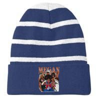 Retro Megan Moon Megan First Name Personalized Vintage Striped Beanie with Solid Band