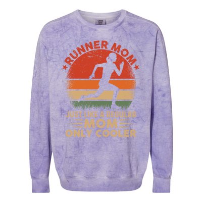 Runner Mom Marathon Race Track And Field Mothers Day Gift Colorblast Crewneck Sweatshirt