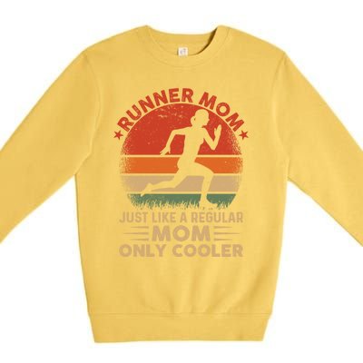 Runner Mom Marathon Race Track And Field Mothers Day Gift Premium Crewneck Sweatshirt