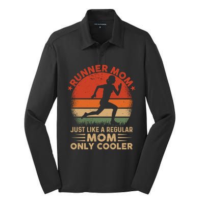 Runner Mom Marathon Race Track And Field Mothers Day Gift Silk Touch Performance Long Sleeve Polo