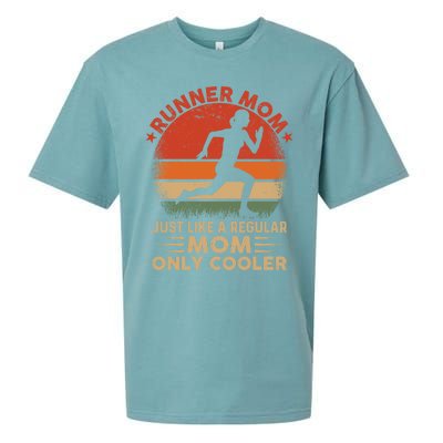 Runner Mom Marathon Race Track And Field Mothers Day Gift Sueded Cloud Jersey T-Shirt