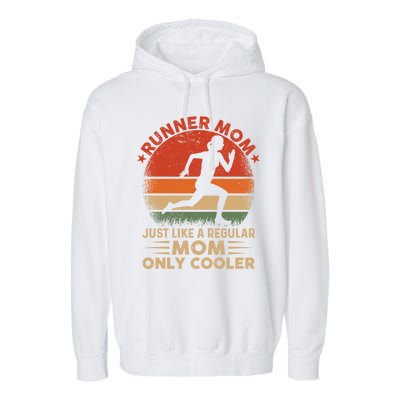 Runner Mom Marathon Race Track And Field Mothers Day Gift Garment-Dyed Fleece Hoodie