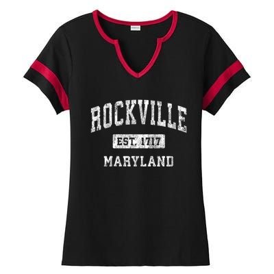 Rockville Maryland Md Vintage Established Sports Design Ladies Halftime Notch Neck Tee