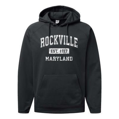 Rockville Maryland Md Vintage Established Sports Design Performance Fleece Hoodie