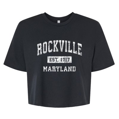 Rockville Maryland Md Vintage Established Sports Design Bella+Canvas Jersey Crop Tee