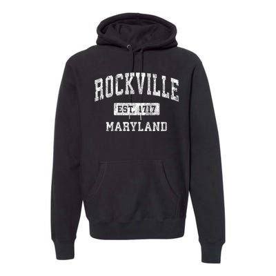 Rockville Maryland Md Vintage Established Sports Design Premium Hoodie