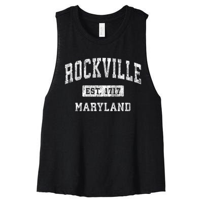 Rockville Maryland Md Vintage Established Sports Design Women's Racerback Cropped Tank