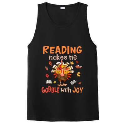 Reading Makes Me Gobble With Joy Funny Turkey Reading Book Gift PosiCharge Competitor Tank