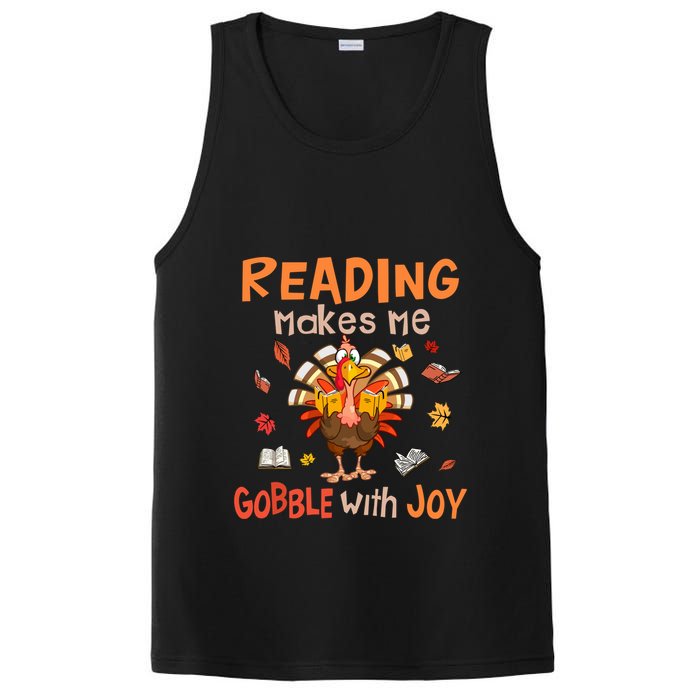 Reading Makes Me Gobble With Joy Funny Turkey Reading Book Gift PosiCharge Competitor Tank