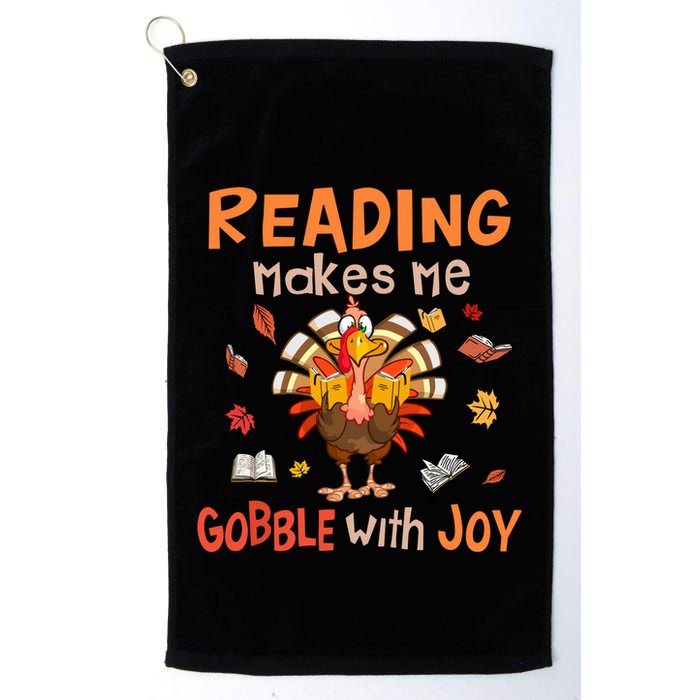 Reading Makes Me Gobble With Joy Funny Turkey Reading Book Gift Golf Towel
