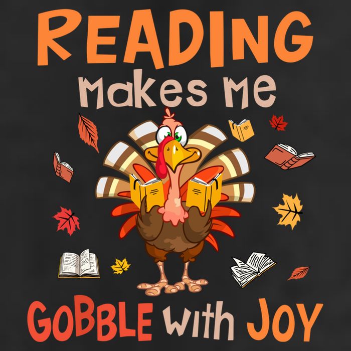 Reading Makes Me Gobble With Joy Funny Turkey Reading Book Gift Microfiber Hand Towel