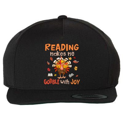 Reading Makes Me Gobble With Joy Funny Turkey Reading Book Gift Wool Snapback Cap