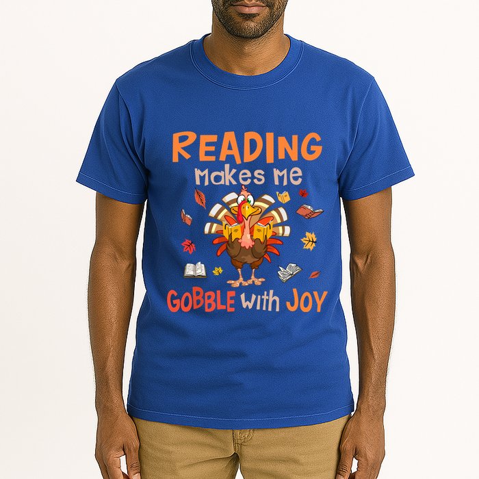 Reading Makes Me Gobble With Joy Funny Turkey Reading Book Gift Tall T-Shirt