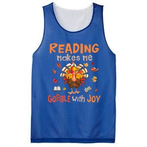 Reading Makes Me Gobble With Joy Funny Turkey Reading Book Gift Mesh Reversible Basketball Jersey Tank