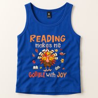 Reading Makes Me Gobble With Joy Funny Turkey Reading Book Gift Tank Top