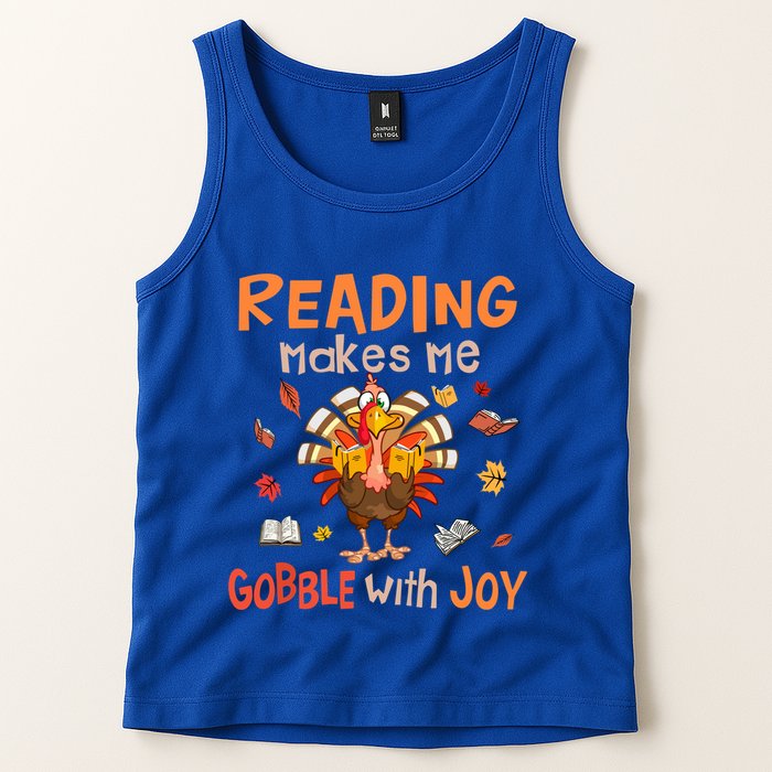 Reading Makes Me Gobble With Joy Funny Turkey Reading Book Gift Tank Top