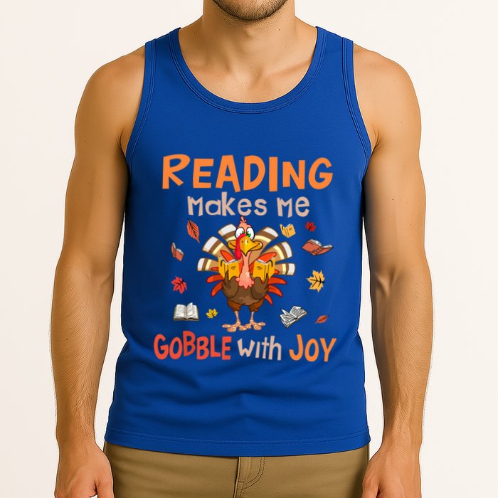 Reading Makes Me Gobble With Joy Funny Turkey Reading Book Gift Tank Top
