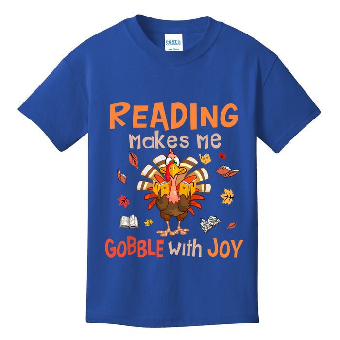Reading Makes Me Gobble With Joy Funny Turkey Reading Book Gift Kids T-Shirt