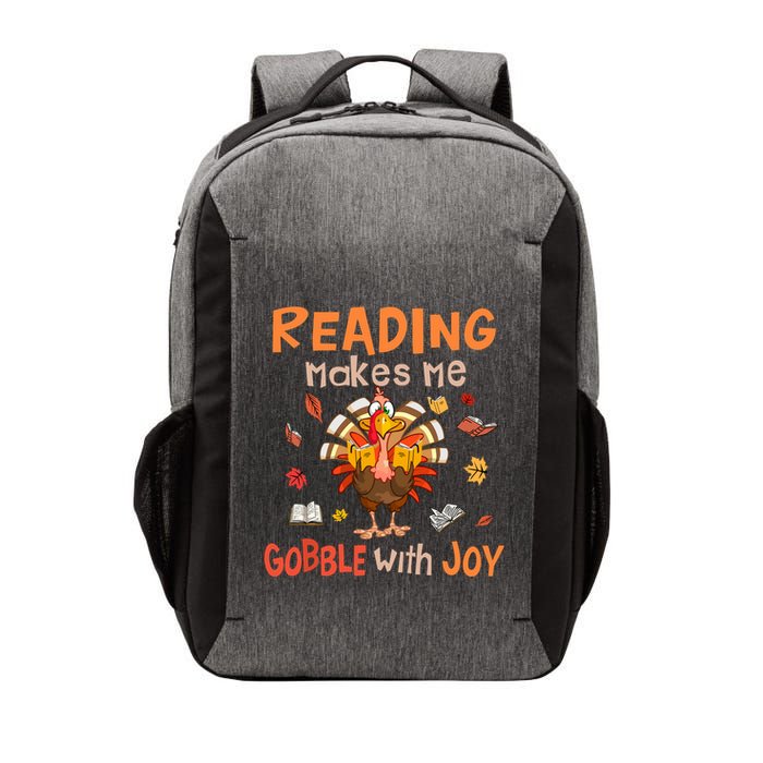 Reading Makes Me Gobble With Joy Funny Turkey Reading Book Gift Vector Backpack
