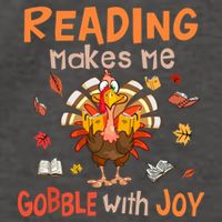 Reading Makes Me Gobble With Joy Funny Turkey Reading Book Gift Vector Backpack