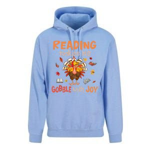 Reading Makes Me Gobble With Joy Funny Turkey Reading Book Gift Unisex Surf Hoodie