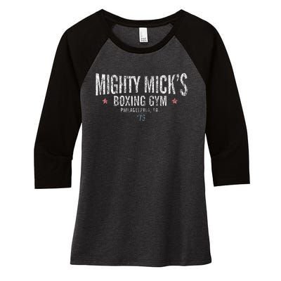 Rocky Mighty Micks Boxing Gym Women's Tri-Blend 3/4-Sleeve Raglan Shirt