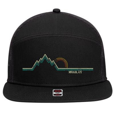 Retro Mountains Moab Utah Summer Hiking 7 Panel Mesh Trucker Snapback Hat