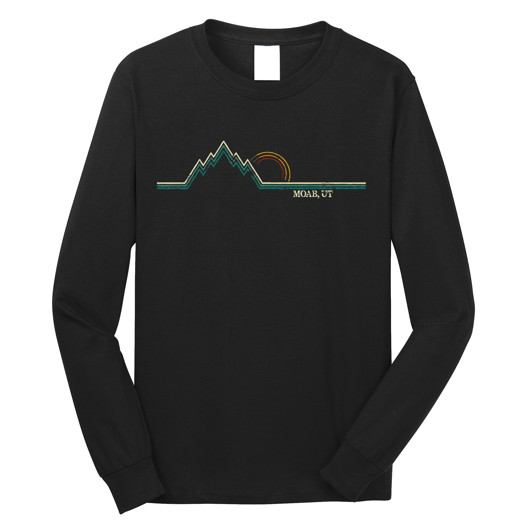 Retro Mountains Moab Utah Summer Hiking Long Sleeve Shirt
