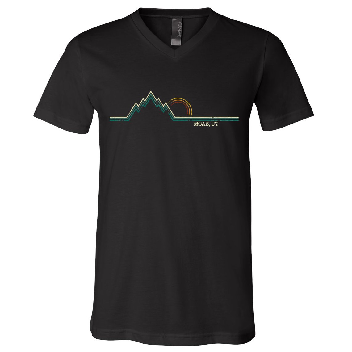 Retro Mountains Moab Utah Summer Hiking V-Neck T-Shirt