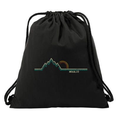 Retro Mountains Moab Utah Summer Hiking Drawstring Bag