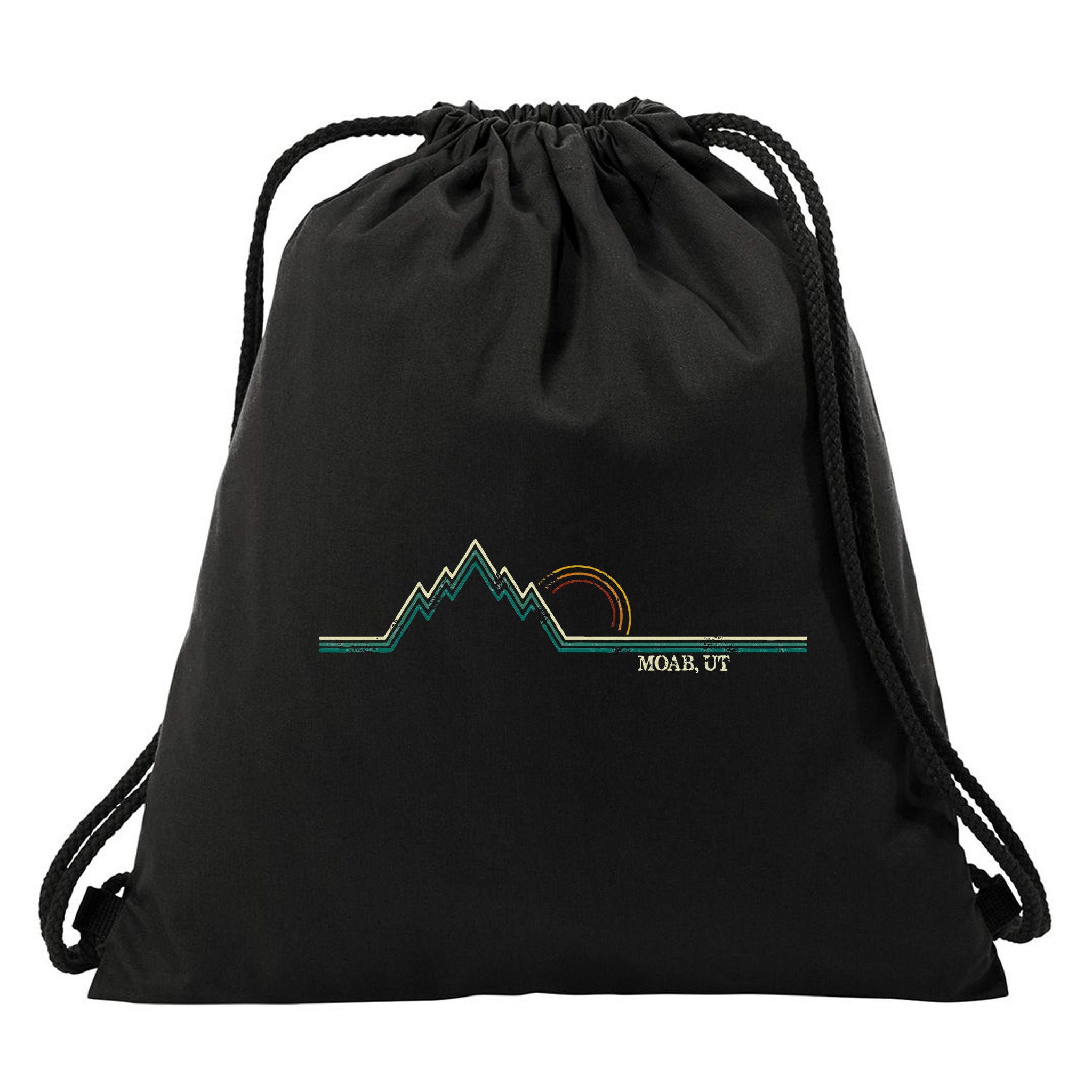 Retro Mountains Moab Utah Summer Hiking Drawstring Bag