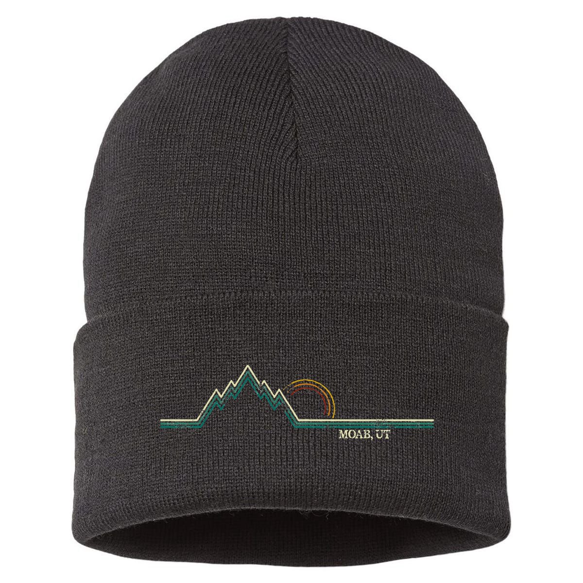 Retro Mountains Moab Utah Summer Hiking Sustainable Knit Beanie