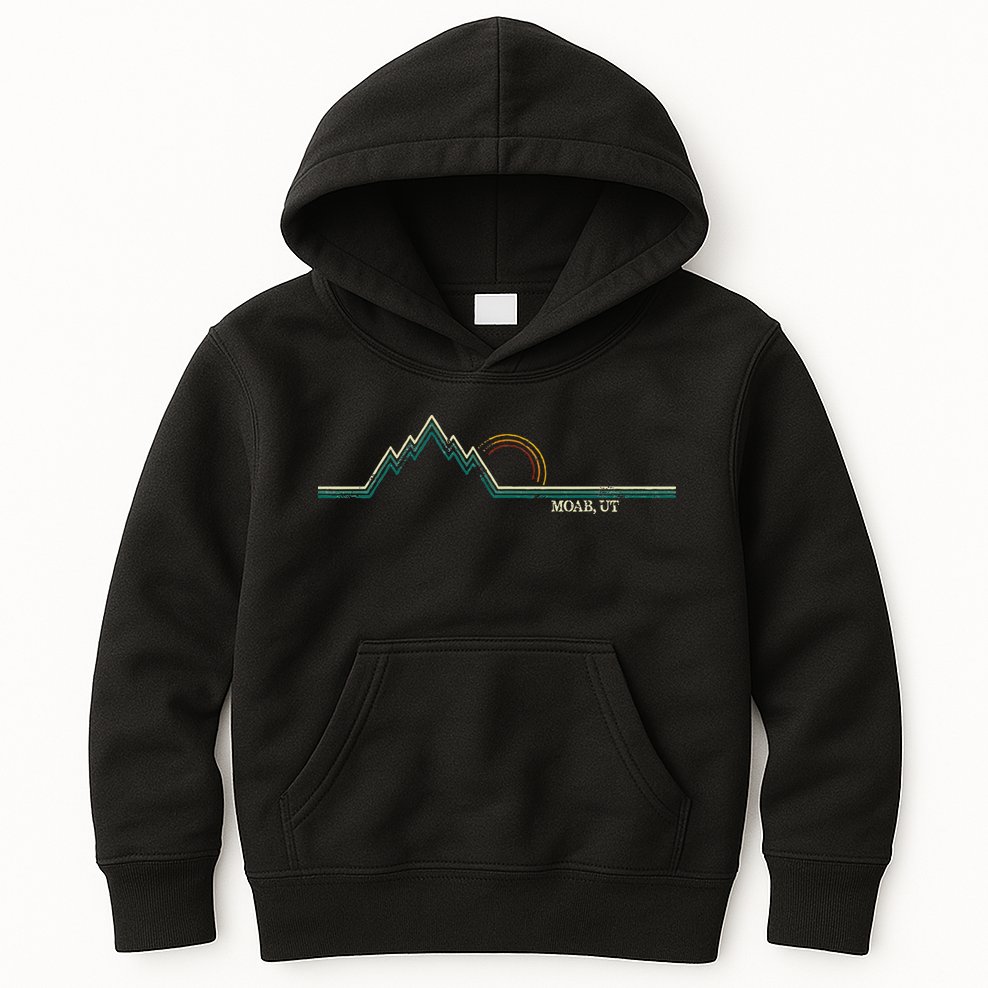 Retro Mountains Moab Utah Summer Hiking Kids Hoodie