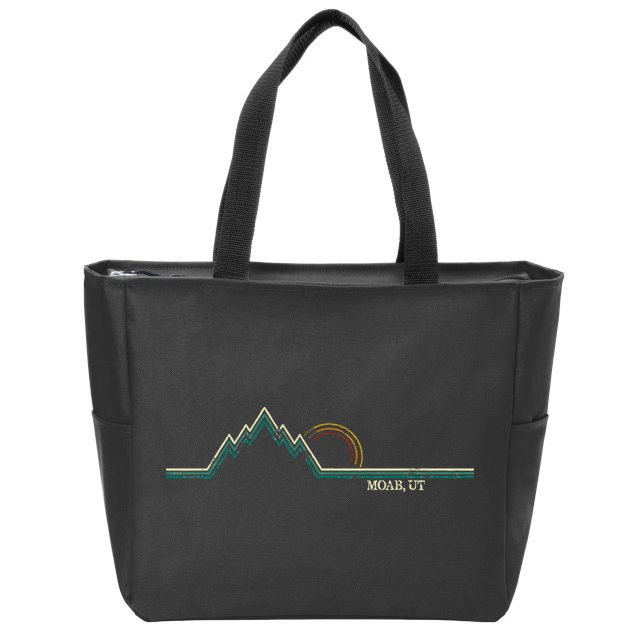 Retro Mountains Moab Utah Summer Hiking Zip Tote Bag