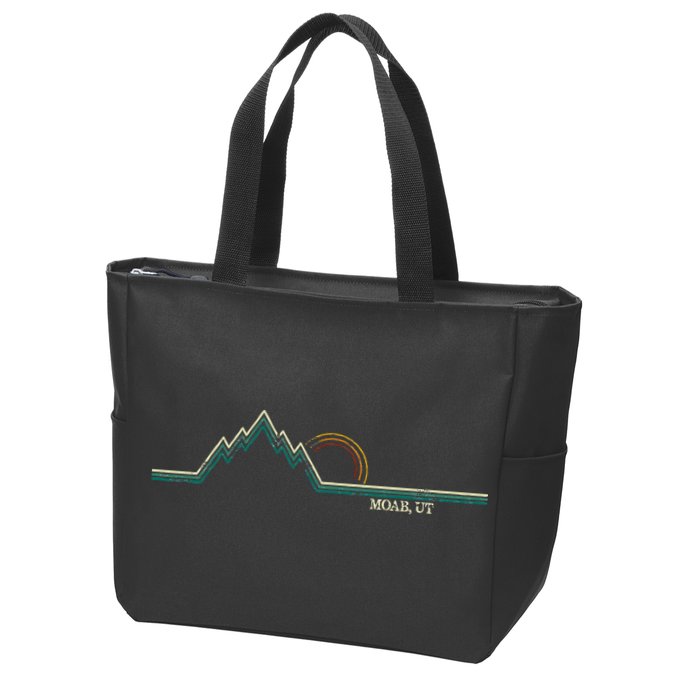 Retro Mountains Moab Utah Summer Hiking Zip Tote Bag