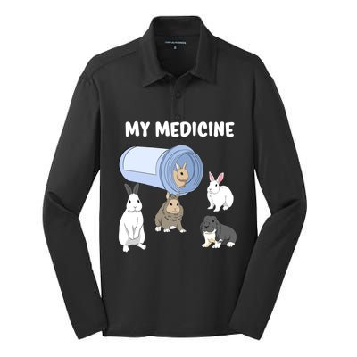 Rabbit My Medicine Bunny My Medicine Great Gift Silk Touch Performance Long Sleeve Polo