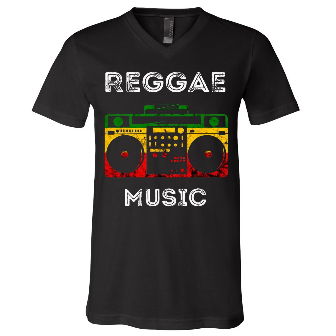 Reggae Music Musicbox Boombox Rastafari Roots Rasta Reggae V-Neck T-Shirt