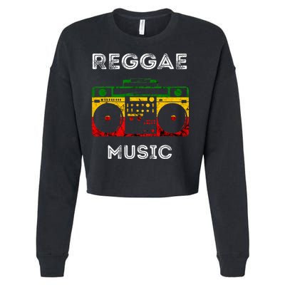 Reggae Music Musicbox Boombox Rastafari Roots Rasta Reggae Cropped Pullover Crew