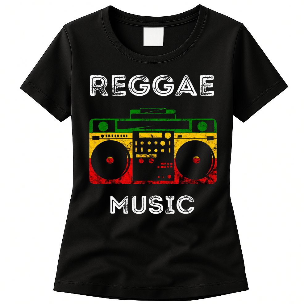Reggae Music Musicbox Boombox Rastafari Roots Rasta Reggae Womens T-Shirt