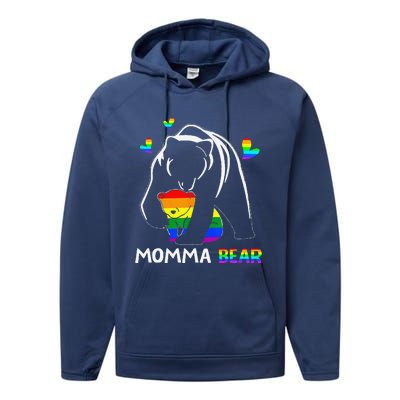 Rainbow Mamy Mama Bear Hug Love Support Parent Lgbt Pride Performance Fleece Hoodie