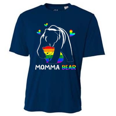 Rainbow Mamy Mama Bear Hug Love Support Parent Lgbt Pride Cooling Performance Crew T-Shirt