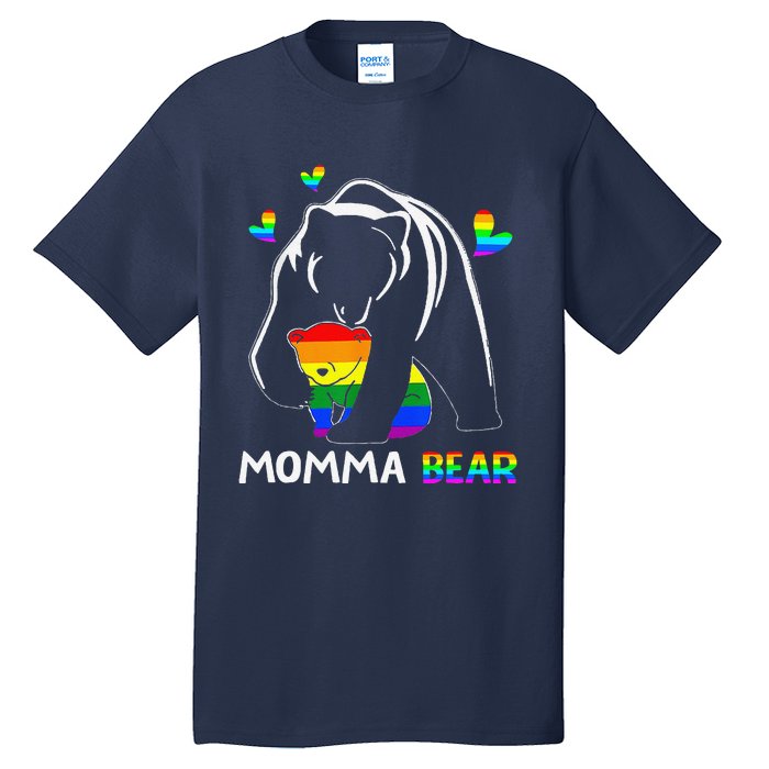 Rainbow Mamy Mama Bear Hug Love Support Parent Lgbt Pride Tall T-Shirt