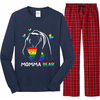 Rainbow Mamy Mama Bear Hug Love Support Parent Lgbt Pride Long Sleeve Pajama Set