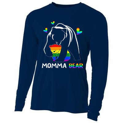 Rainbow Mamy Mama Bear Hug Love Support Parent Lgbt Pride Cooling Performance Long Sleeve Crew