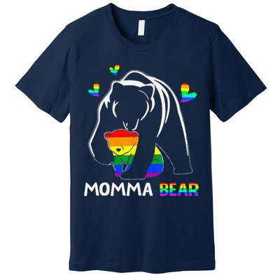 Rainbow Mamy Mama Bear Hug Love Support Parent Lgbt Pride Premium T-Shirt