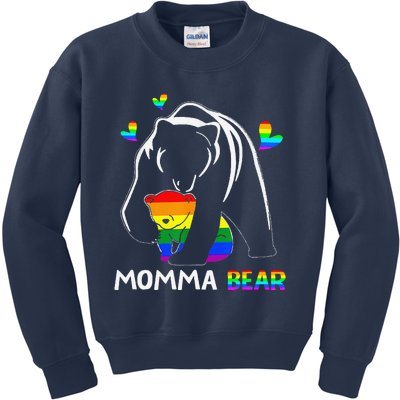 Rainbow Mamy Mama Bear Hug Love Support Parent Lgbt Pride Kids Sweatshirt