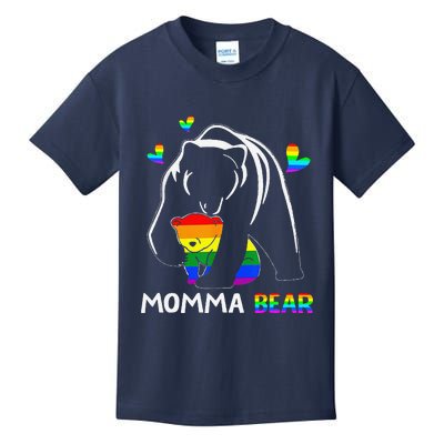 Rainbow Mamy Mama Bear Hug Love Support Parent Lgbt Pride Kids T-Shirt